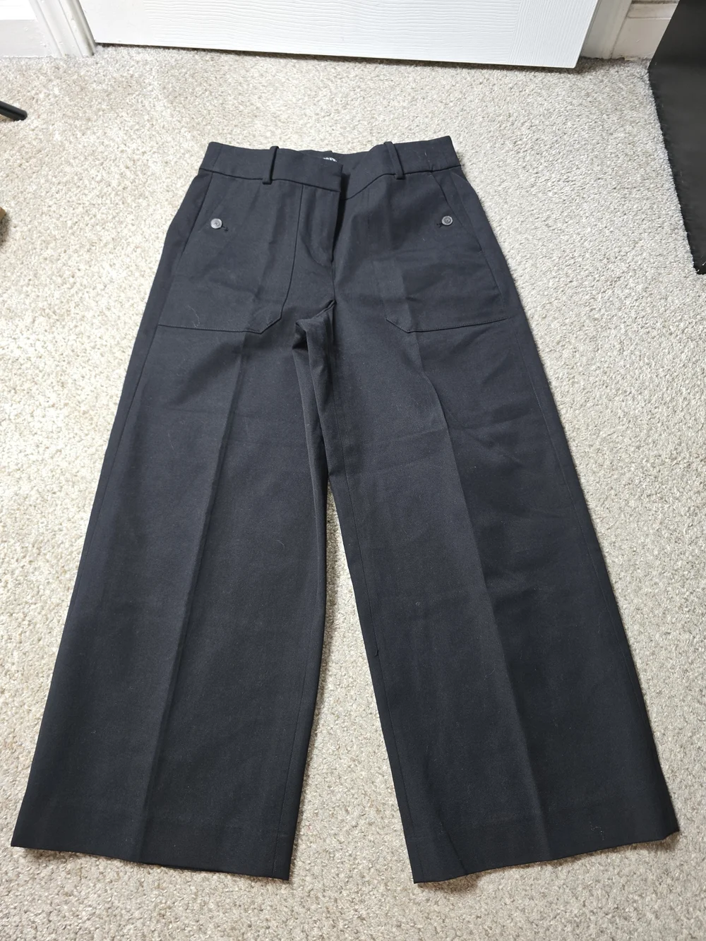 J. Crew Wide-Leg Cropped Black Trouser Pants Size 6